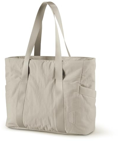 bagsmart Shoppingväska för kvinnor, reseväska, stor, vattentät, nattväska, weekendväska, simning, resor, yoga och bastu, 04-khaki, M