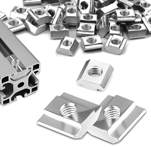 SWTYExt 40 Piezas Deslizante Tuerca M4 Tuercas Deslizantes European Standard Tuerca en T Serie 20 Carbono Tuerca de Ranura para Accesorios de Perfil de Aluminio Perfiles de Extrusión de Estándar