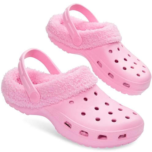 CityComfort Sabots Doublés Polaire Femme, Sabots de Jardin Femme Chaudes - Cadeau Femme (Rose Clair, 39 EU)