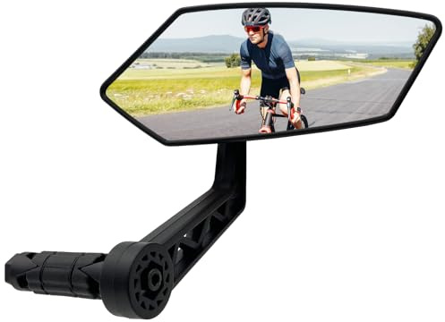 Homieway Cykelspegel, extra stor spegelyta, baränd, backspegel, cykelspegel, slagtålig äkta glas, cykel, backspegel, cykelspegel för e-cykelstyre, höger (14–20 mm)