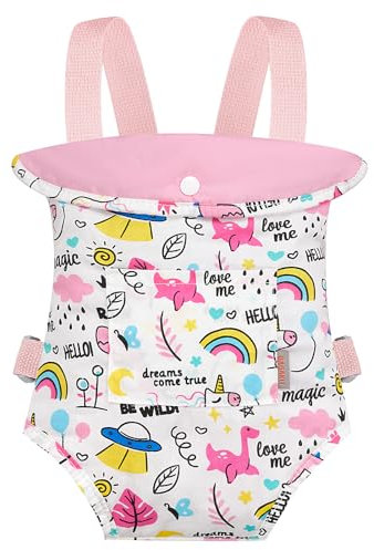 GAGAKU Doll Carrier Baby Doll Accessories Babydoll Swing 18 Inche Doll Carrier Baby Doll with Carrier Backpack for Toddlers - Rainbow