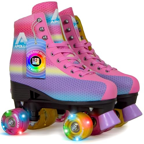 Apollo Disco skoter, klassiska rullskridskor för barn och vuxna | justerbara Quad-Skates, 3 storlekar, justerbara från 31 till 42, damrullskridskor i chick design