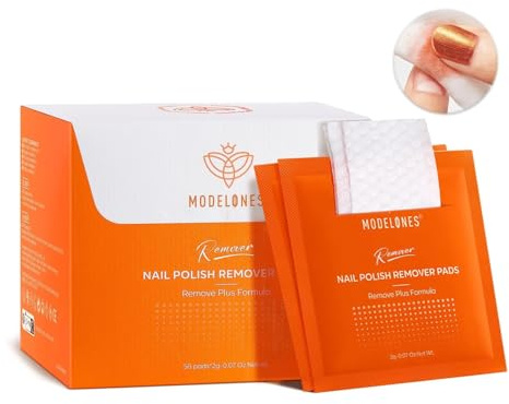 Modelones Nail Polish Remover Pads, Acetone Nail Polish Remover Wipes 50 PCS Professional Individually Wrapped Wet Wipes Easily & Quickly Lemon Smell Glycerin Moisturizing Big Size Portable
