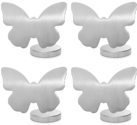 Acciaio Inossidabile Pesi per Tende, 4Pcs Magnetici Fermatovaglia da Tavola, Pesi per Tende Magnetici, Pesi per Tovaglia da Esterno per La Festa Giardino Picnic Matrimonio Frigorifero, Farfalla