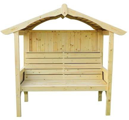 WALTONS | Arched Arbour Garden Seat | Outdoor Bench Seating | Pressure Treated | Arch Top | Garden Benches | 161cm x 815cm | 15 Year Anti Rot Guarantee |