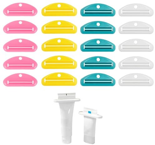 Lot de 20 presse-tubes pour tous les tubes - Presse-tube pratique avec clé à tube - Presse-tube efficace pour dentifrice, crème pour les mains, lait nettoyant