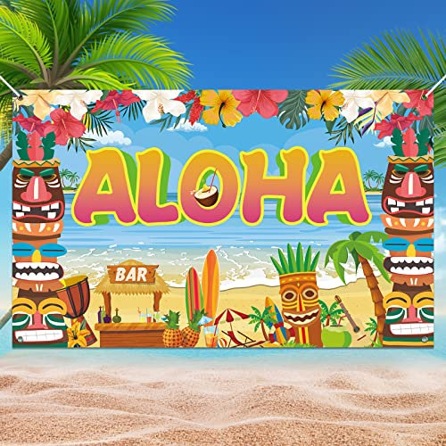 Koliphy Aloha Banner Deko, Hawaiian Banner für Luau Party Aloha Sommer Draussen Deko, Tiki Bar Tropische Schwimmbad Sandstrand Garten BBQ Dekoration