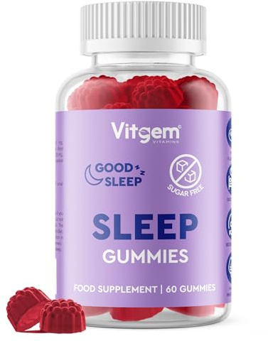 Vitgem Sleeping 60 Gummies for Adults UK - Natural Night Time Support with Magnesium, Ashwagandha & L-Theanine - Non-Drowsy Herbal Sleep Support - Vegan, Sugar Free Berry Flavour (2 Month Supply)