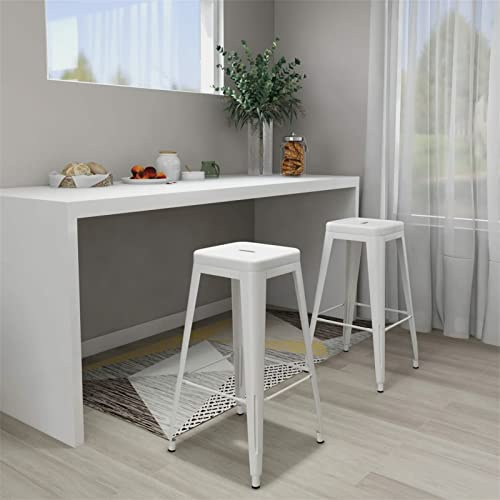 Iiaky Taburetes de Bar apilables 2 Unidades de Metal Blanco Mueble Bar Salon Barstools Silla Alta Cocina