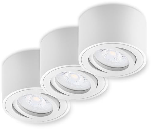 Oktaplex 3 focos de superficie Lile blanco - incl. módulo LED regulable 4,9W 230V 4000K blanco neutro 80x50mm spot de aluminio giratorio