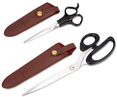 Equimour Set di forbici per cavalli, forbici per coda e criniera con custodia, lame affilate in acciaio inox, ergonomiche, ideali per la cura della coda e della criniera, incluso