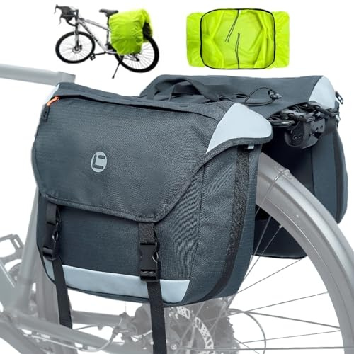 Cioquli Fahrradtaschen für Gepäckträger, 25L-35L Fahrrad Gepäckträgertasche Doppeltasche, wasserdichte Fahrradtasche Gepäckträger mit Reflektoren und Griff, Gepäckträgertaschen für Bike Mountainbike