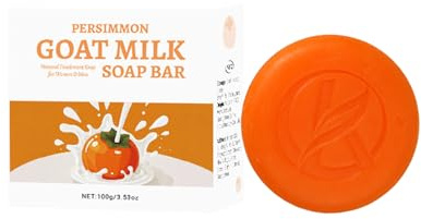 Persimmon Goat Milk Soap, Natural Deodorant Shower Gel & Cleansing Bar for Body Odor Control, Bath Set Pamper Gifts For Women, Deeply Cleansing and Moisturizing (100g, A)