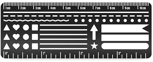 Stainless Steel Pocket Journaling Card – Bullet Point Stencils, Planner Stencils, Calendar Stencil & Habit Tracker – Unique Shapes Journal Ruler & Bookmark for A5 Planners & Journaling Supplies