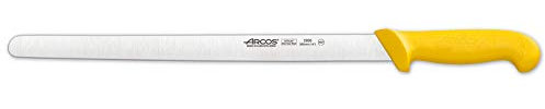 Arcos Serie 2900 - Caja 6 uds Cuchillo Fiambre Flexible - Hoja de Acero Inoxidable NITRUM de 350 mm - Mango inyectado en Polipropileno Color amarillo (6 UDS)