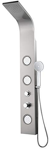 Pannello doccia idromassaggio termostatico soffione colonna ACCIAIO multigetti orientabili con led. Kronos
