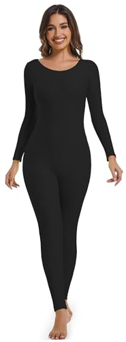 Aoylisey Adult Long Sleeve Plus Size Unitard for Women One Piece Dance Bodysuits (black, L)