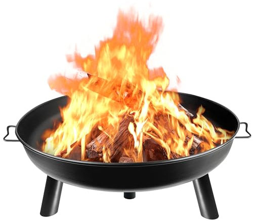 UISEBRT Brasero de 80 cm con asas y 3 patas para exterior, terraza, jardín, balcón