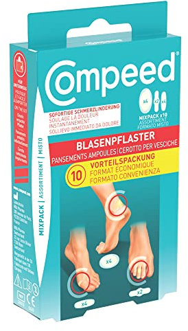 Compeed Cerotti per vesciche. Lunga durata e resistenti all'acqua- Pack misto, 10 Cerotti. Pack 100% plastic free