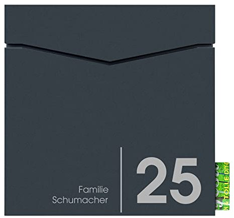 Wand-Briefkasten mit Zeitungsfach anthrazit MOCAVI Box 710 NF72a, Postkasten mit Hausnummer und Name, Briefkasten mit Zeitungsrolle, rostfrei, wetterfest