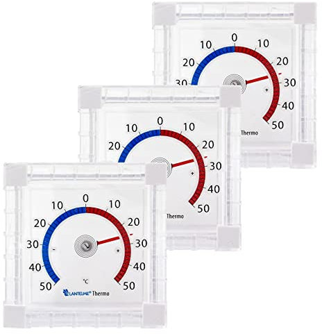 3 Stück Fensterthermometer selbstklebend analog Außen Fenster Thermometer Set