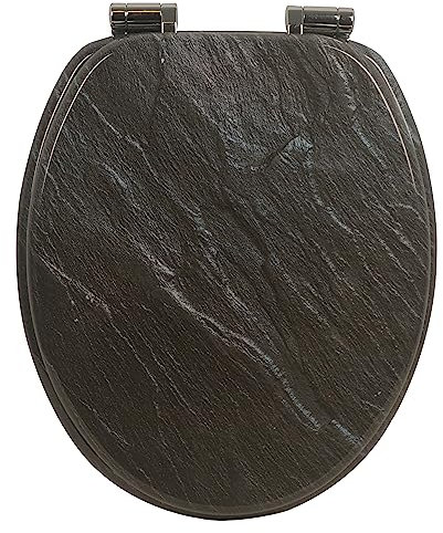 Yelcona WC Sitz mit Absenkautomatik mit Motiv, Klobrille mit hohem Sitzkomfort, WC Deckel mit robustem und stabilem Holzkern, hochwertiger Toilettendeckel aus Holz (Granit)