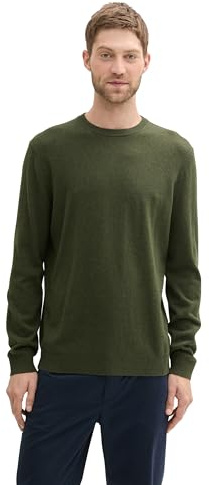 TOM TAILOR Pull Basique en Coton pour Homme, 36230 - Rosin Green Melange, XXL
