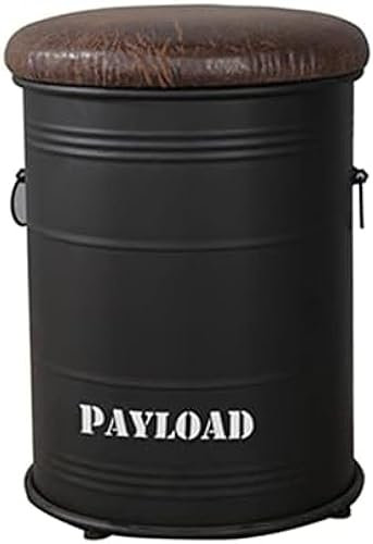Bar Stool Iron Bucket Storage Footstool Metal Stool Vintage Oil Drum Stool Oil Barrel Bucket Chair Retro Wrought Nostalgic Decorative Stool