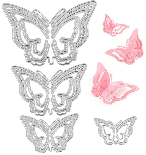 4 Pz Fustelle a Farfalla 3D, 2 Stili Fustelle in Metallo per Scrapbooking Fustelle con Cornice a Farfalla Stencil Carini a Forma di Farfalla Per Artigianato Fai-Da-te Goffratura Decorativa