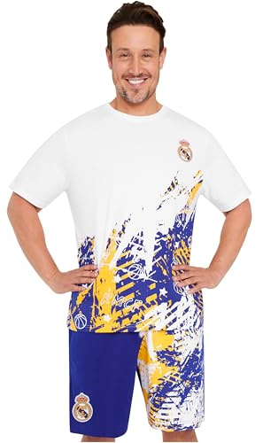 Get Trend Real Madrid CF Pijama Hombre Verano Conjunto de Pijama Futbol Corto Suave Ropa de Dormir Algodon Regalo para Él (XL, Multi Real Madrid)