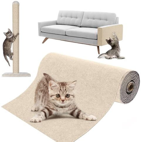 Tiragraffi per Gatti 400x40cm DIY Tappeto Tiragraffi Divano per Protezione Divano Graffi Gatto Autoadesivo
