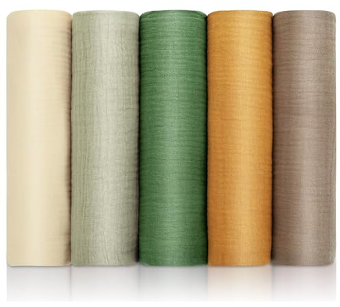 Huiguli 5 Stück Spucktücher Baby, 60x60cm Mulltücher Baby Spucktücher, 100% Baumwolle Pucktücher, Saugfähig und Atmungsaktiv, Musselintücher für Neugeborenen Kleinkinder