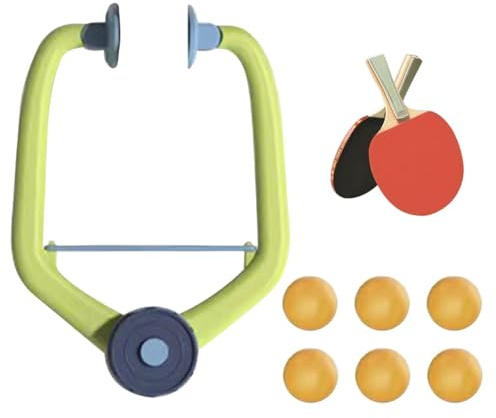 Hängande bordtennis träningsset - Peing-Pong dörrram med 2 träpads och 6 bollar, justerbart bordtennisset för ram lämplig för 6 år