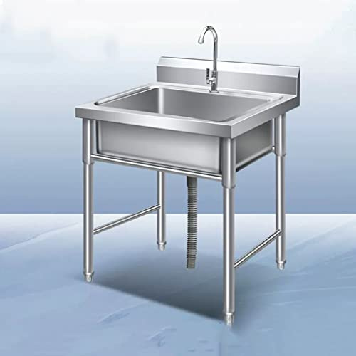 KUYBTU Catering Sink Commercial 201 Stainless Steel Sink, Stainless Steel Small Sink Kitchen Basin with Stand, with Stand, Free Standing Utility Sink, for Garage, Restaurant, Ki