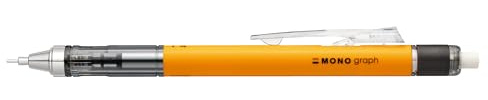 Tombow MONO graph mechanical pencil 0.7 mm, neon orange, HB, precise drawing with 4 mm tip, shaking mechanism, refillable eraser included [SH-MG56-R7]
