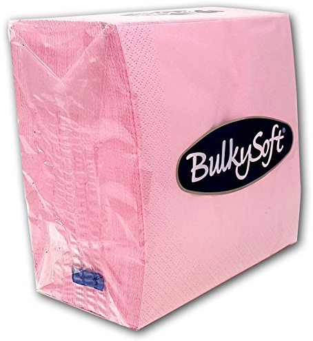 BulkySoft Paper Serviettes 2Ply Solid Colour Soft Napkins for Kitchen, Parties, and Events – Rip Proof Disposable Tableware - 33 × 33 cm – 100% Cellulose Pack of 100 Kitchen Napkins - Pink