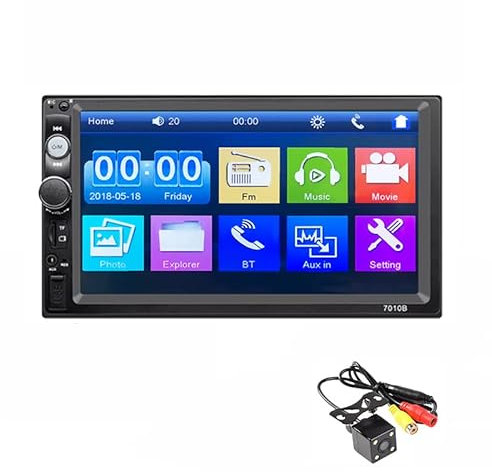 GOFORJUMP Autoradio 2 DIN Carplay Android Auto con Double DIN Auto Stereo 4LED 7 Lettore multimediale MP5 Bluetooth USB Backup Monitor Auto Radio