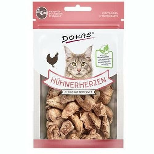 Dokas - Hühnerherzen GEFRIERGETROCKNET für Katzen - 1x15g