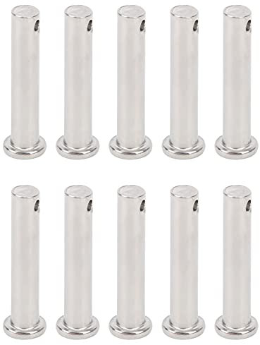 Tissting Pasadores de horquilla de un solo orificio, pasadores de posicionamiento de cabeza plana M8X40mm, acero inoxidable, pack de 10 unidades, para aplicaciones mecánicas y reparación