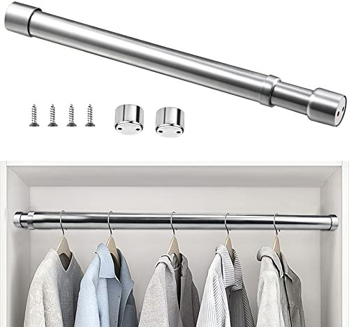 XAVSWRDE Kleiderstange Schrank 47-80 cm Teleskopstange Klemmstange Kleiderschrank Runde Spannstange Edelstahl Nischenstange Metallstange Kleiderbügelstange Ausziehbare Garderobenstange für Garderobe
