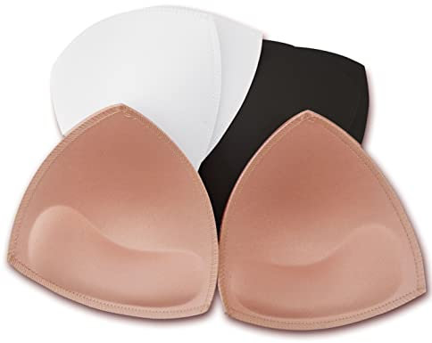 WMugthome 3 Pairs Sew Bra Pad Insert with A/B/C/D/E CUP Size for Women Sports Bra Yoga Bra Bikini Top (E CUP, Tricolor-triangle-massage)