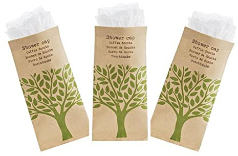 MAQA 50 pcs Bonnets de Douche jetables, Bonnets de Cheveux emballés Individuellement, Bonnets jetables pour Salle de Bain d'hôtel et kit de courtoisie Spa