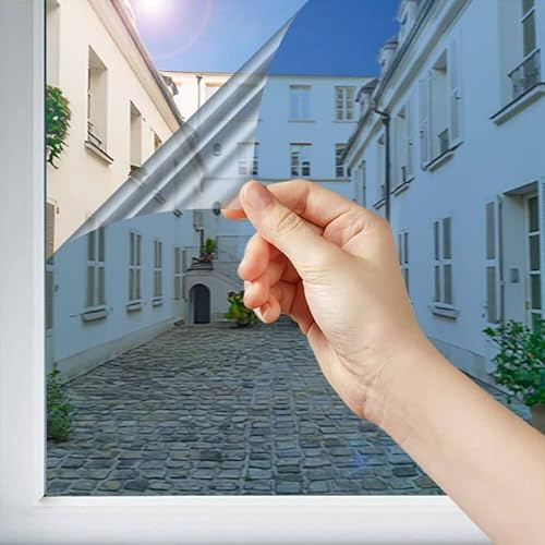 DIMEXACT - Film Miroir sans Tain repositionnable pour Grand vitrage - alu foncé - 60 cm x 2.5 m - en Rouleau
