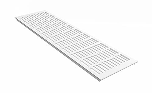 MS Beschläge Abluft- Zuluftgitter Weiß RAL9016 Aluminium Lüftungsgitter 150mm breit Stegblech Heizungsabdeckung Verkehrsweiß Lüftungsblech pulverbeschichtet (Länge 500mm)
