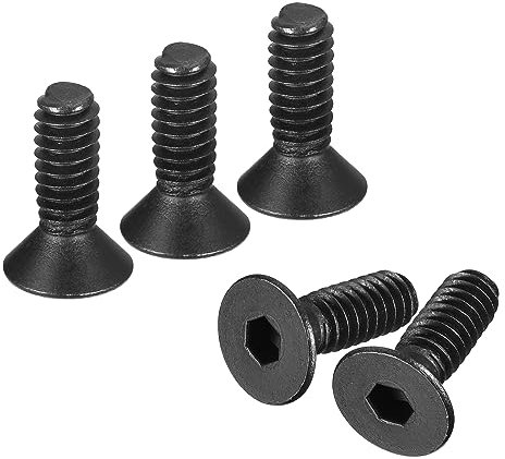 QUARKZMAN #6-32x1/2 Plana Hueca Cabeza Tornillos, 10.9 Grado Carbono Acero Hexagonal Zócalo Avellanado Plano Cabeza Tornillo, Completamente Roscado, Negro Óxido, 20uds