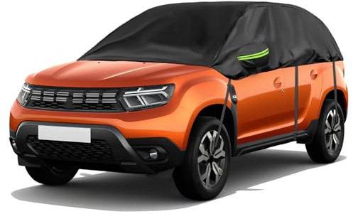 Autoabdeckung Wasserdicht Ersatz für Dacia Duster 2010-2023, Halbgarage, Autohülle Autoplane, Winddichte Halbabdeckung für Allwetter, UV-Beständige Vollgarage Regen Sonne Staub Schutz