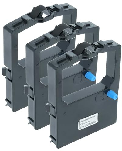 vhbw 3x Ruban encreur compatible avec OKI Microline ML 3320 eco, ML-3320, ML 3321 eco, ML-3321 imprimante matricielle ou de reçus - noir