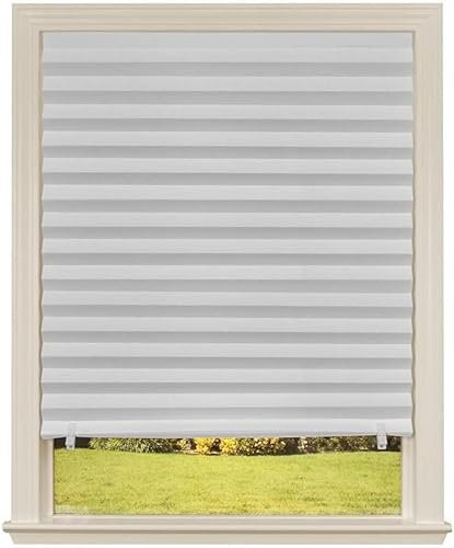 Temporary Blinds/Stick On Shades for Windows With Clips - Pleated Paper Shade for Bedroom, Bathroom, Kitchen - 92cm X 180cm (4, White Light Filtering)