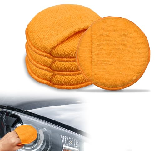 VLYX Mikrofiberpoleringsdynor 4-pack: Dubbelsidiga Ultramjuka med Ergonomisk Fingertoppsdesign - För Keramisk Beläggning, Bildetaljering & Lackkorrigering (Orange)