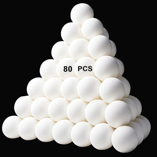 XIPEGPA 80 PCS Table Tennis Balls Ping Pong Balls 40 mm Entertainment Plastic Balls for Game Party Sports Activities Fun Games Handicrafts Pet Toy (White, 80)